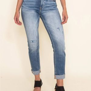 Kan Can Roll Cuff Straight Leg Jeans
